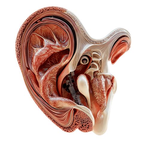 detailed human ear anatomy  muscles  nerves isolated