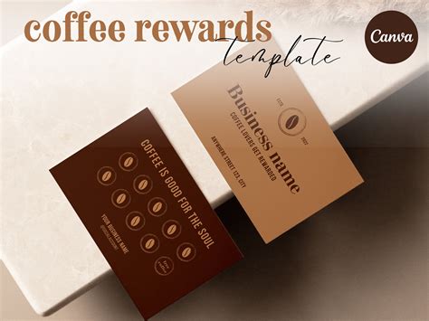 Coffee Loyalty Card Template, Coffee Rewards Card, Coffee Stamp Card