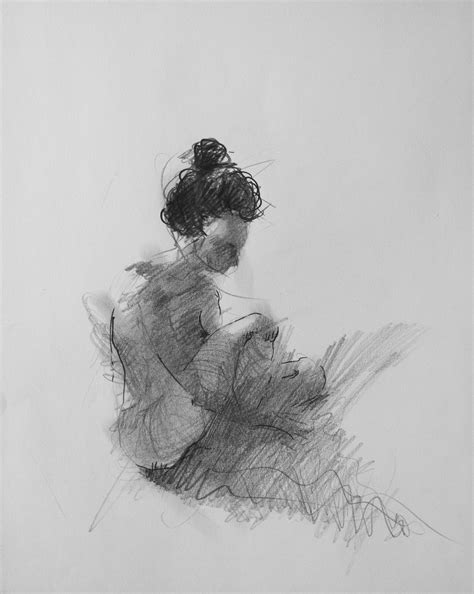 Nude Woman Figure Drawing, Resim Mihail Ivanov tarafından | Artmajeur
