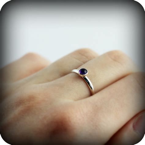 Amethyst Ring - Recycled Sterling Silver Ring With Bezel Set 4mm