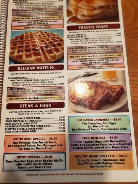 Menu at Aston Diner restaurant, Aston