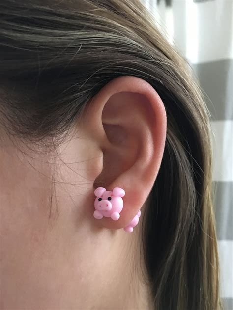 Pig Earrings Clay Polymer Fun Animal Earrings - Etsy