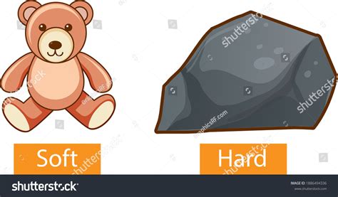 Opposite Adjectives Words Soft Hard Illustration Stock Vector (Royalty ...