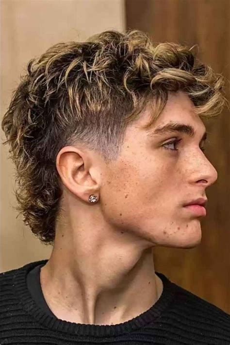 modern mullet haircuts  men   fade haircut curly hair mens