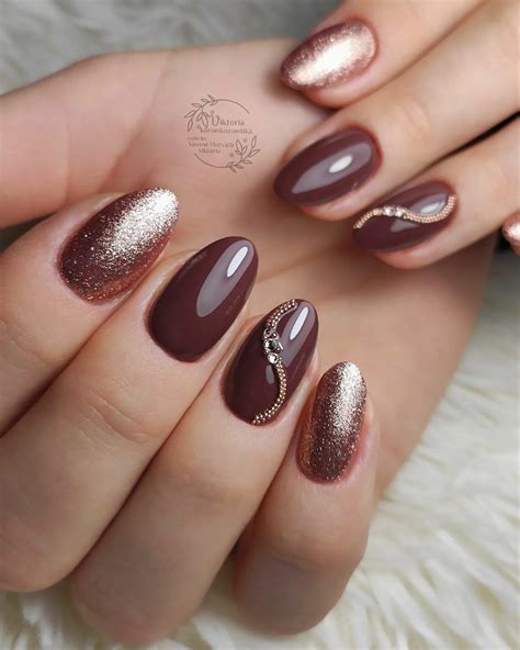 13 Elegant Rose Gold Burgundy Nails For Inspiration - Nail Designs ...