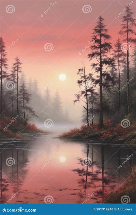 Calm Nature Scene Reflecting Tranquility and Peace Stock Illustration ...