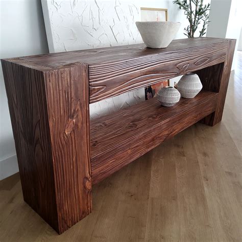 Modern Rustic Media Console Table with Shelf - Rich Walnut – Vinna Home ...