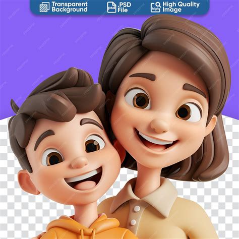 Premium PSD | A cute familys 3d render for mothers day and parents day