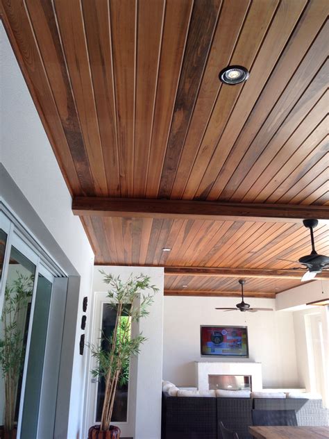 wood ceiling  cabin outdoor living room   decorate  patio