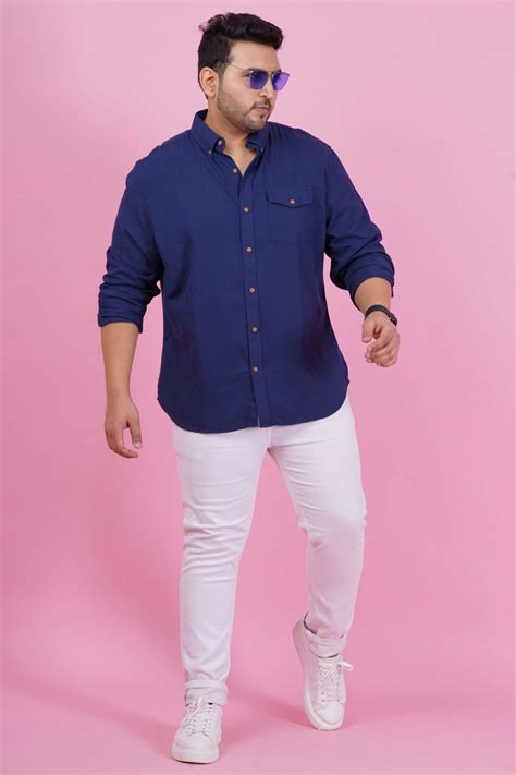 Plus Size | Lastinch Men Dark Blue Formal Shirt | Sizes Available