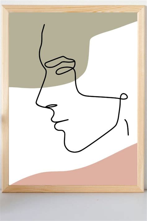 Abstract Man Face Line Art Print, Single Line Art, Male One Line Drawing, Minimalist Face Wall ...