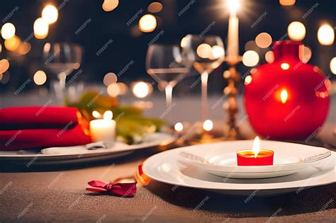 Premium AI Image | Romantic Dinner Setup Decoration selective focus