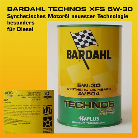 BARDAHL TECHNOS XFS Motor Oil 5W-30 AV 504 mSAPS (VW 504.00 - 507.00 ...