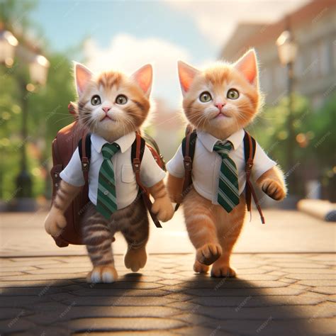 premium photo  cat  school uniform   school