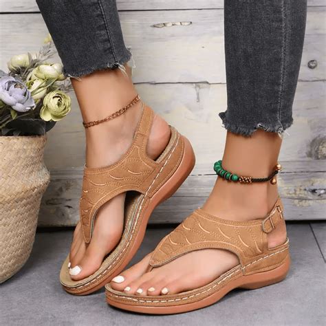 Leather Orthopedic Arch Support Sandals Diabetic Walking Sandals – Chyhua