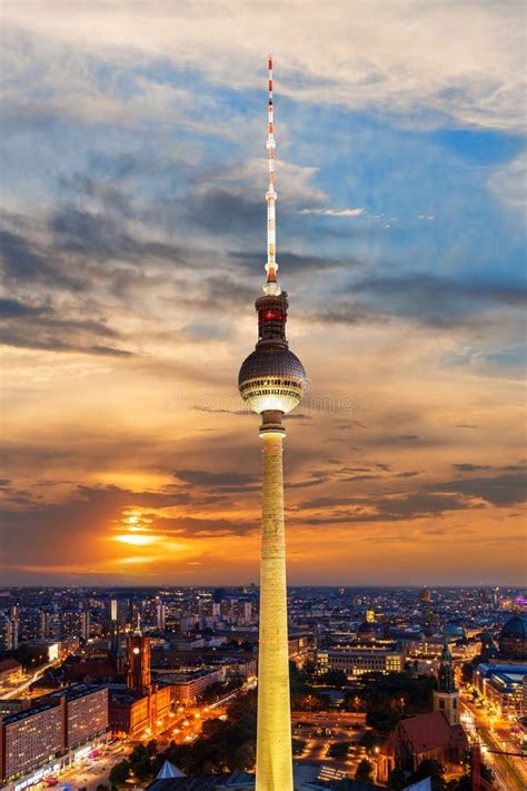 Aerial Skyline Panorama of Berlin City Enlighted at Night, Germany Editorial Photography - Image ...