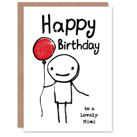 Happy Birthday to a Lovely Mimi Stick Figure Red Balloon Simple Non