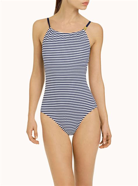 Nautical resort-stripe one-piece swimsuit | Simons | Fashion, Striped
