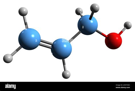 3D image of Allyl alcohol skeletal formula - molecular chemical ...