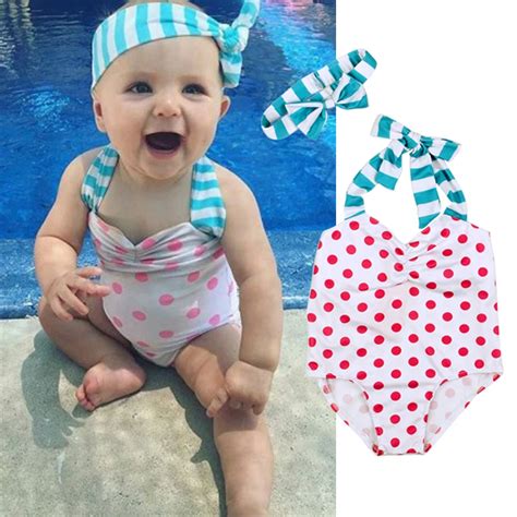 New Lovely Red Dot Cute Baby Girls Swimwear bathing suits One Piece Children's One piece ...