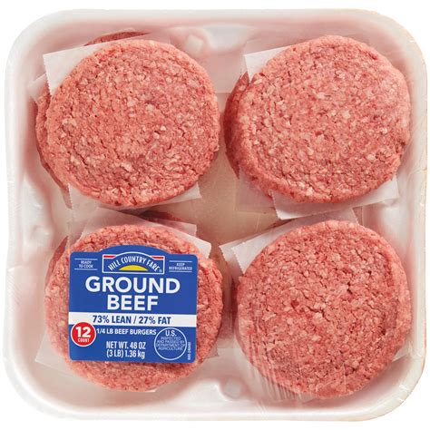 Hill Country Fare Ground Beef Burger Patties, 73% Lean - Texas-Size