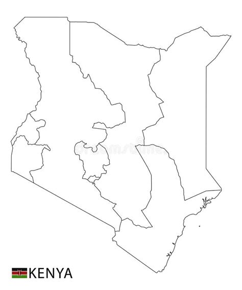 Kenya Map, Black and White Detailed Outline Regions of the Country ...