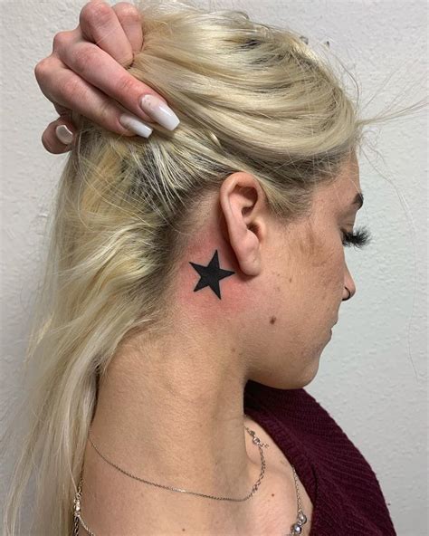 Bold Black Star Behind The Ear Tattoo: 101 Behind The Ear Tattoos: A ...