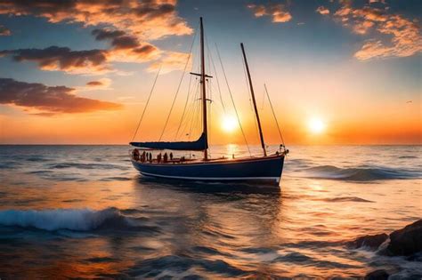 Premium AI Image | A sailboat in the ocean at sunset