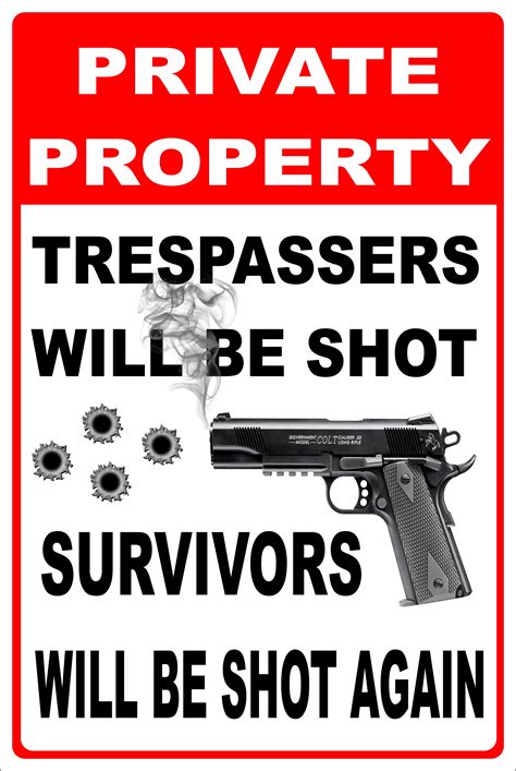 Private Property Trespassers Will Be Shot Aluminum Metal Sign - Etsy UK