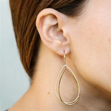 14k gold double teardrop diamond earrings – Ellie Jay