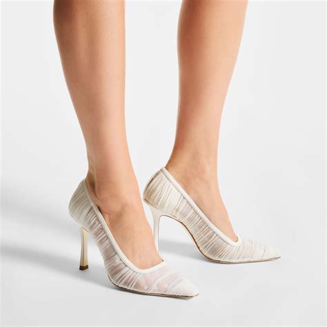 Lotta 100 | Ivory Tulle and Nappa Pumps | JIMMY CHOO