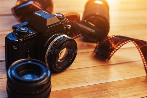 film camera   roll   wood stock photo image  antique