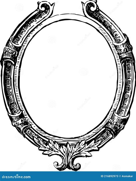 Freehand Drawing of Vintage Decorative Oval Frame Stock Vector ...