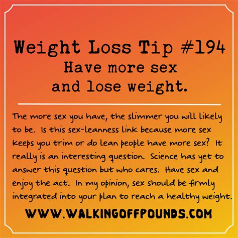 Weight loss tip: Have more sex and lose weight. – Walking Off Pounds