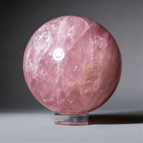 Genuine Polished Rose Quartz 3.25" Sphere With Acrylic Display Stand ...