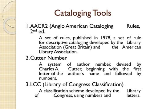 cataloging powerpoint    id