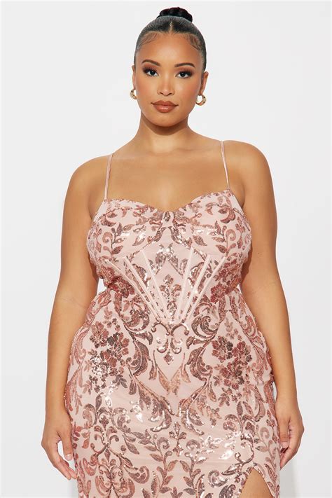 Vestido Camryn Embellished Corset - Rosa Dorado | Fashion Nova