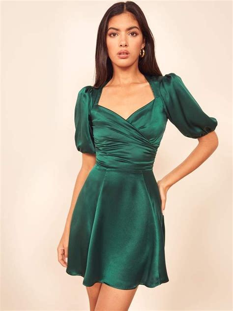 reformation green dress silk - Tonisha Quintero