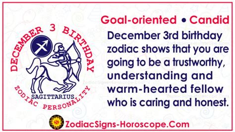 December 3 Zodiac (Sagittarius) Horoscope Birthday Personality and Lucky Things