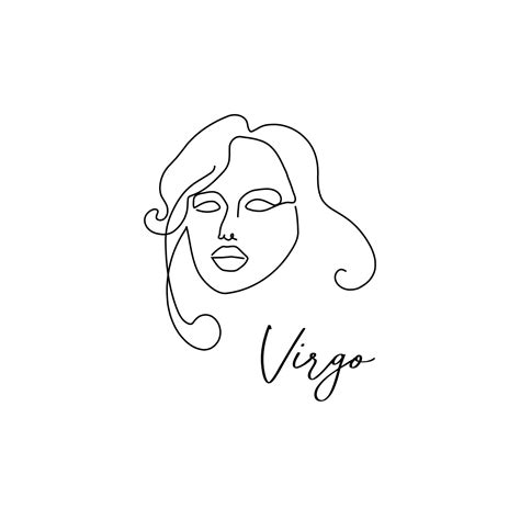 Astrology zodiac sign Virgo horoscope symbol in line art style isolated