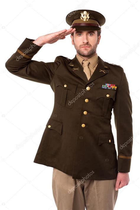 US army officer in saluting his senior — Stock Photo © stockyimages ...