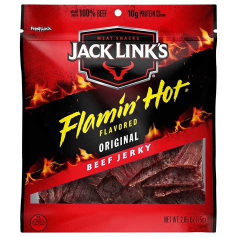 Jack Link's Flamin' Hot Original Beef Jerky 2.65 oz Fiery Protein Snack