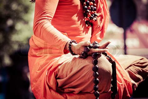 Buddhist monk hand detail, the monk in praying. | Stock image | Colourbox