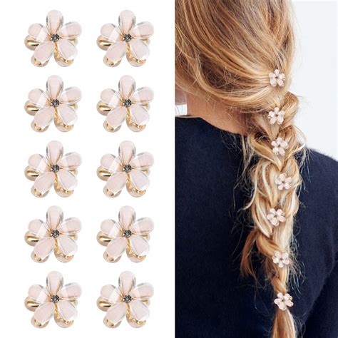 10 Pcs Mini Diamond Hair Claw Clips,Small Hair Clips Flower Hairpins