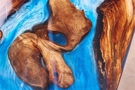 Walnut Wood Large Coffee Table Modern Contemporary Epoxy Resin Coffee