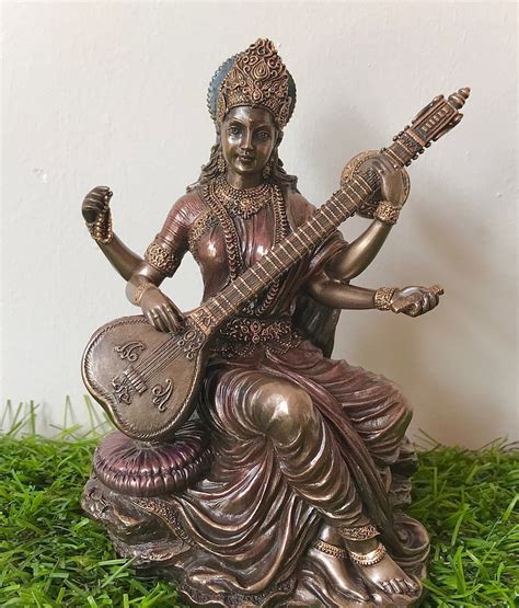 Saraswati Statue Sarasvati Statue 6 Bonded Bronze Goddess | Etsy