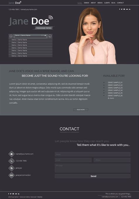 Starter Voice Over Website Templates - Website for New Voice Actors