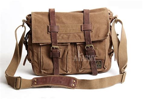 Leather And Canvas Messenger Bag | semashow.com