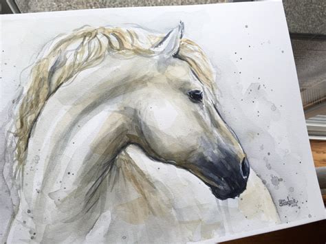 White Horse Watercolor Painting Original Artwork Watercolor | Etsy