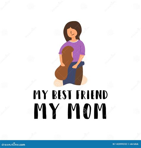 Vector Flat Banner My Best Friend My Mom Mom. Stock Vector